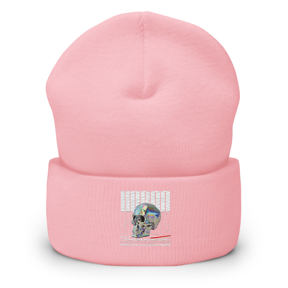 Black 3D Skull Cuffed Beanie
