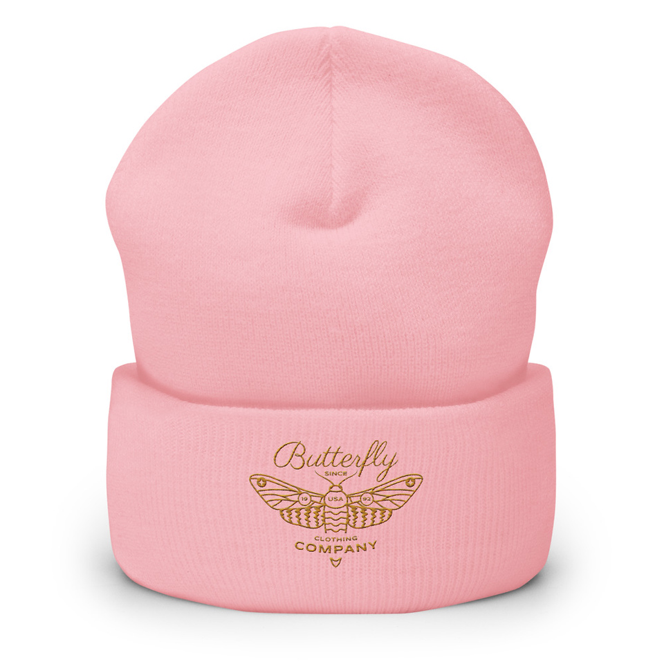 Blue Butterfly - Minimal Cuffed Beanie