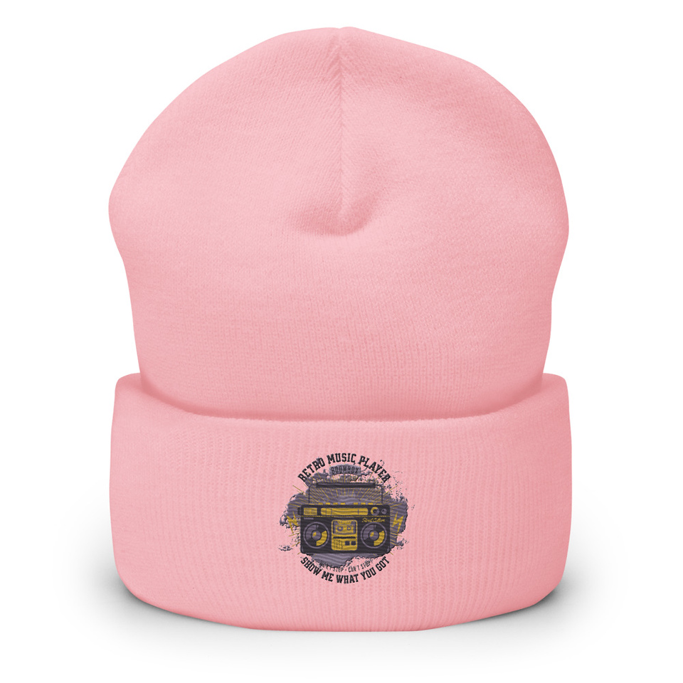 Boombox Music Player - Retro Cuffed Beanie