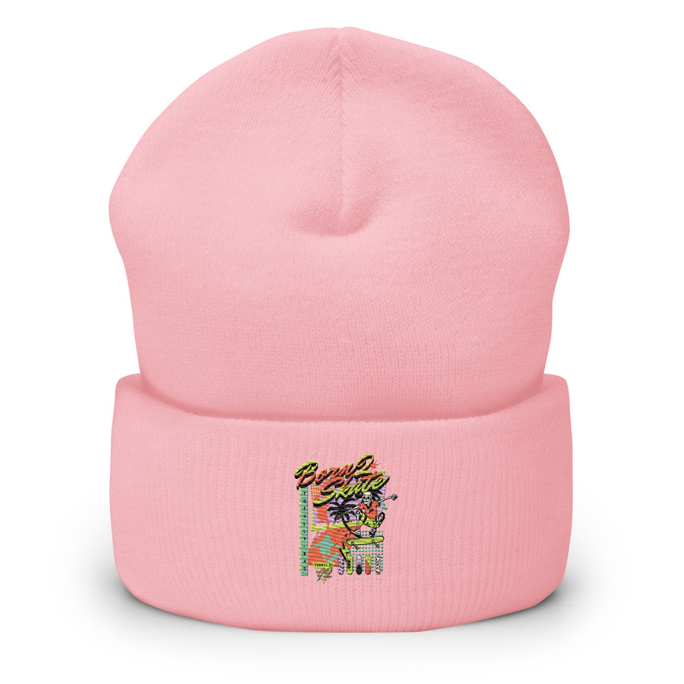 Born 2 Skate - Retro Skeleton Cuffed Beanie