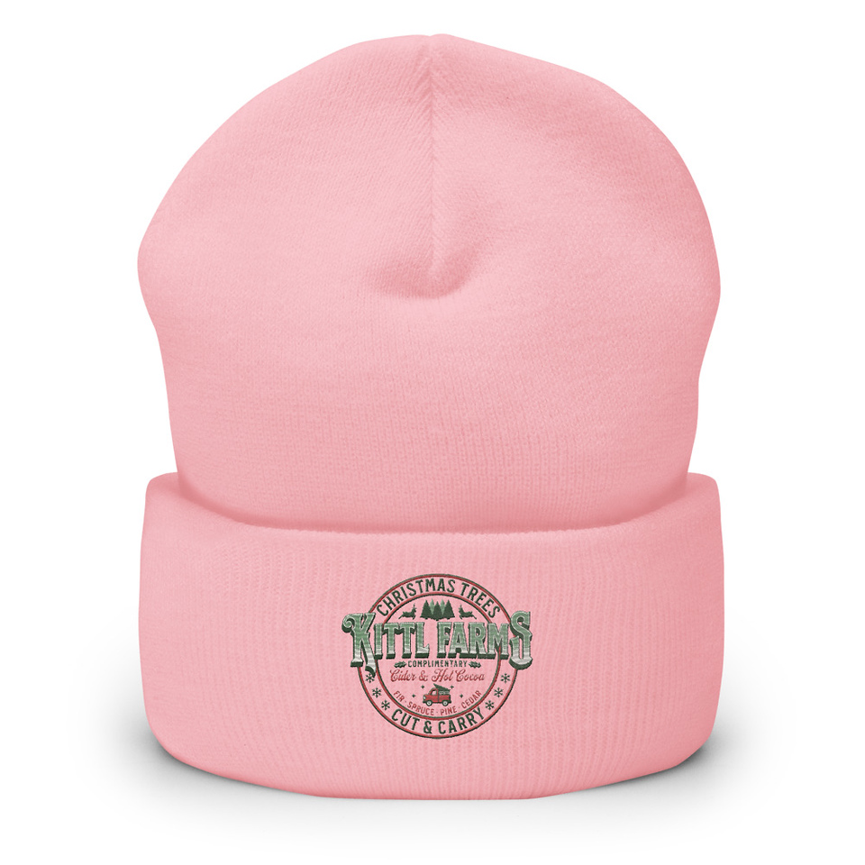 Christmas Tree Farm - Vintage Holiday Badge Cuffed Beanie