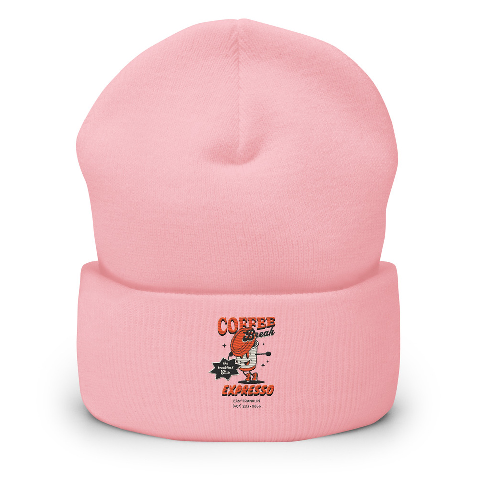 Coffee Break Cartoon Retro 90s  Cuffed Beanie