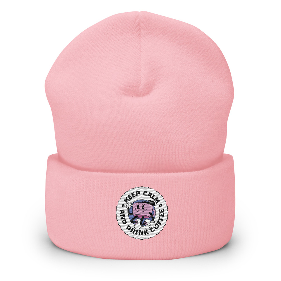 Colorful Fun Retro Style Coffee Quote Cuffed Beanie