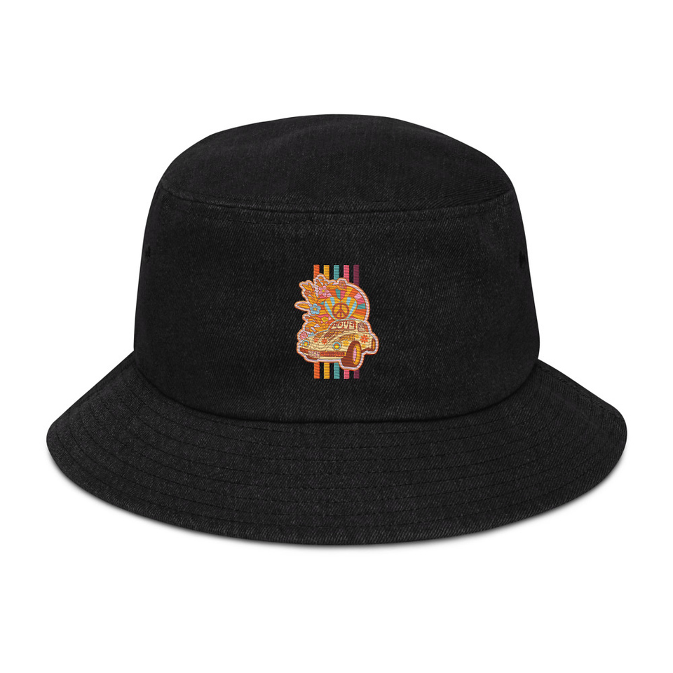 60s flower power Denim Bucket Hat