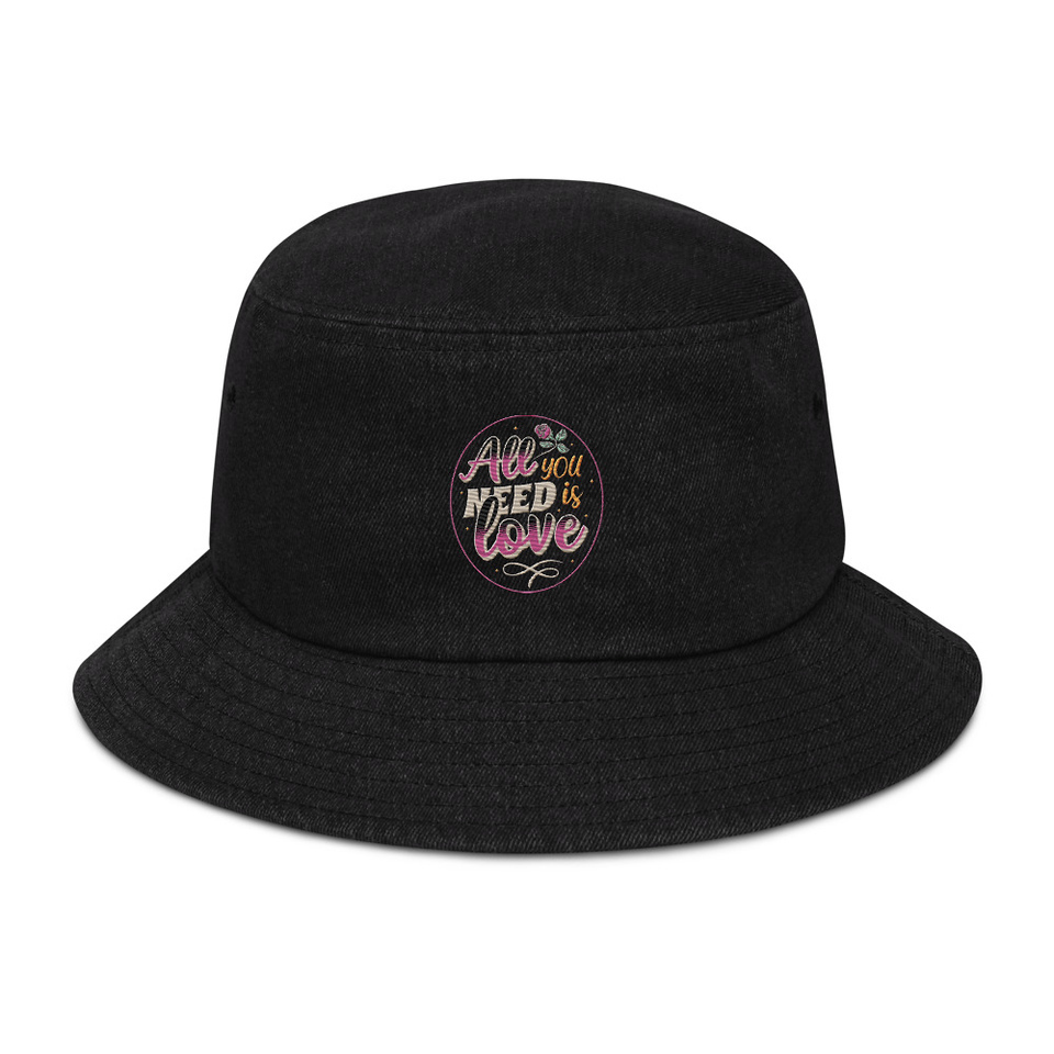 All you Need is Love - Valentines Day Denim Bucket Hat
