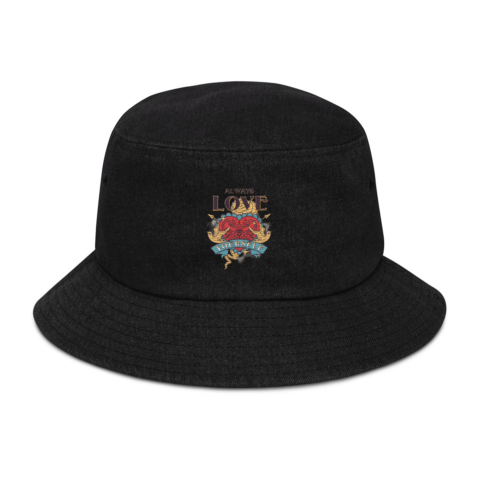 Always Love Yourself - Retro Inspirational Quote Denim Bucket Hat