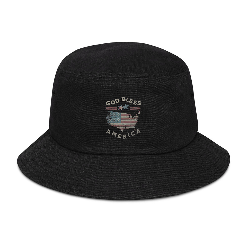 America - Land Of The Free Denim Bucket Hat