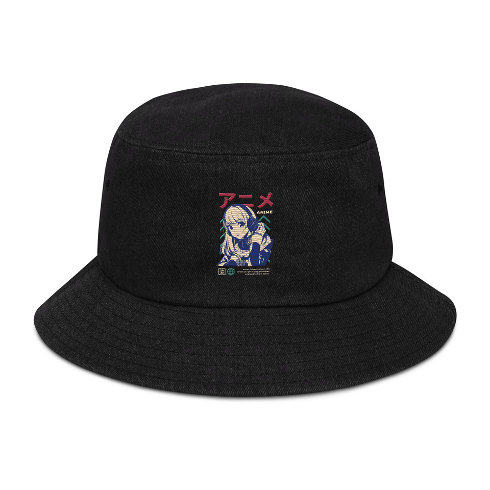 Anime Girl Denim Bucket Hat