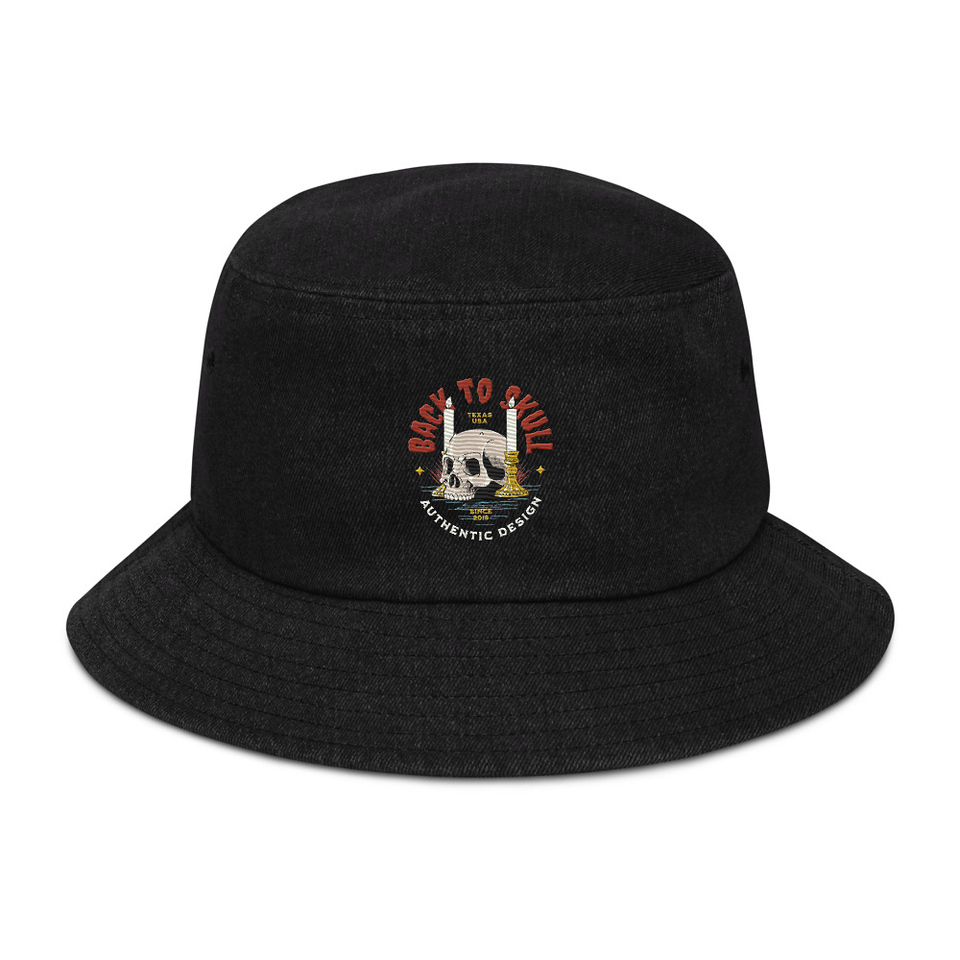 Back to Skull - Authenthic Design  Denim Bucket Hat