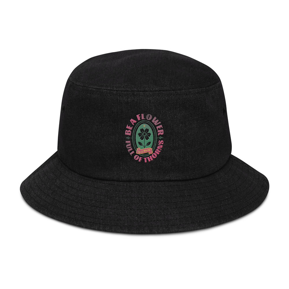 Be A Flower  Denim Bucket Hat