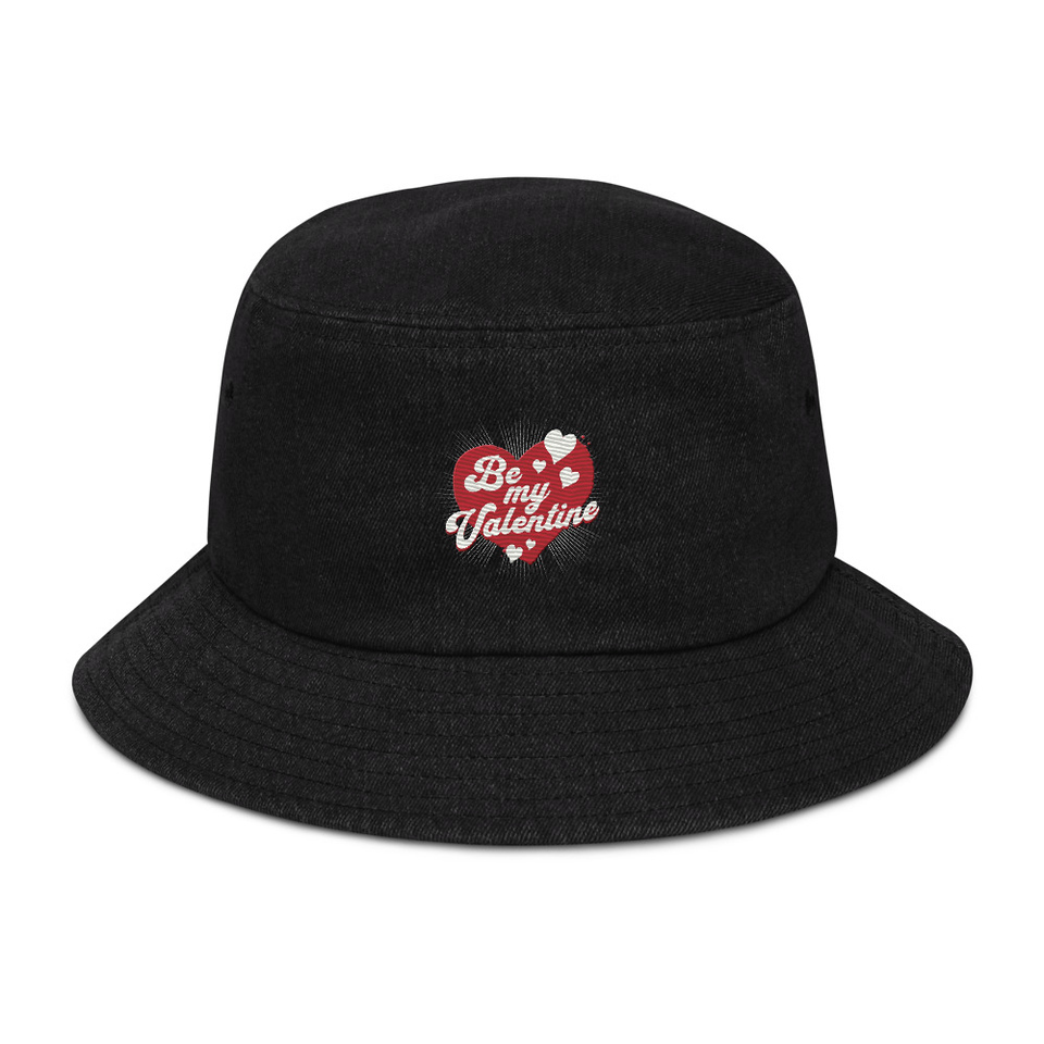 Be my Valentine - Love Heart Denim Bucket Hat