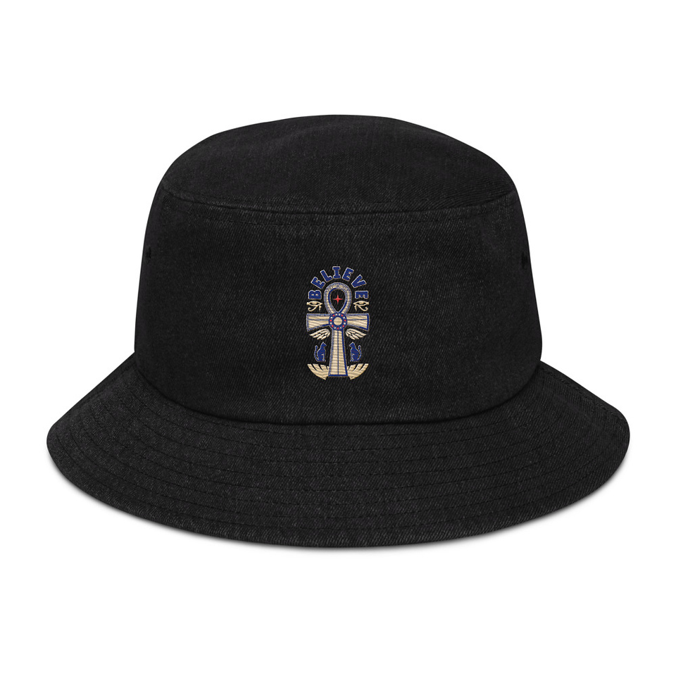 Believe  - Faith Symbol Denim Bucket Hat