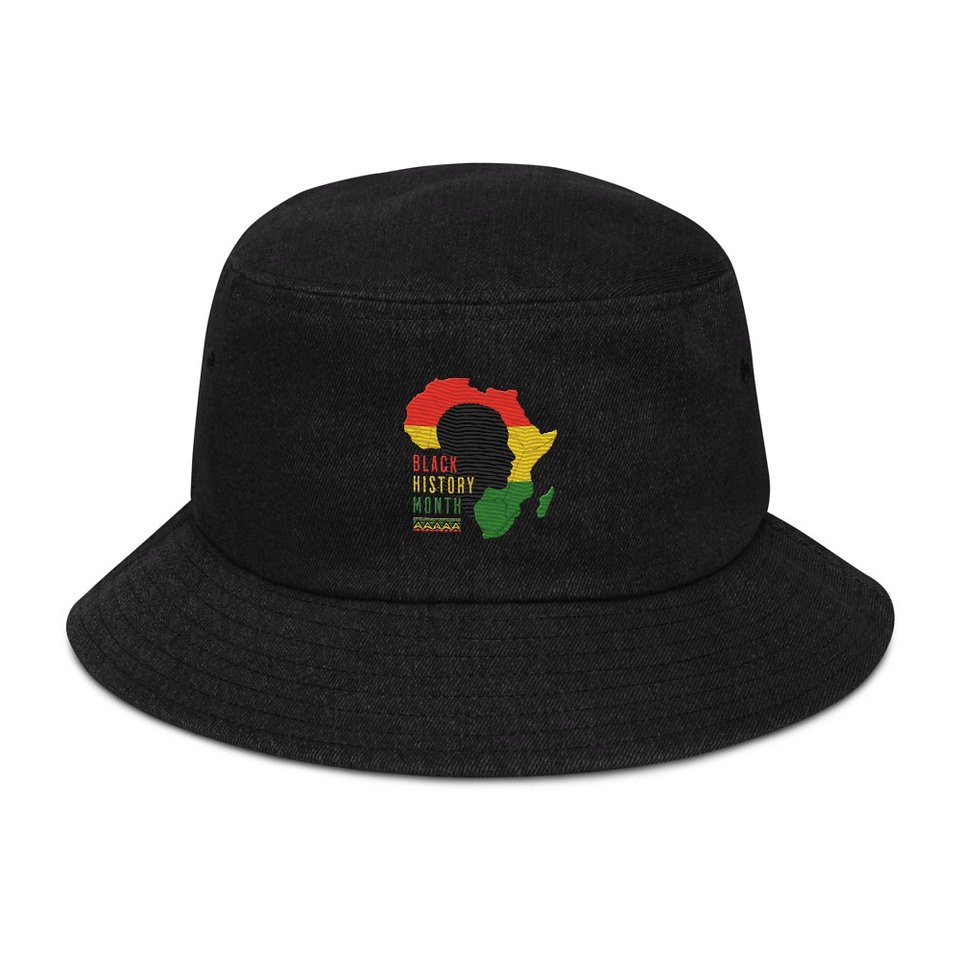 Black History Month - African Continent Denim Bucket Hat