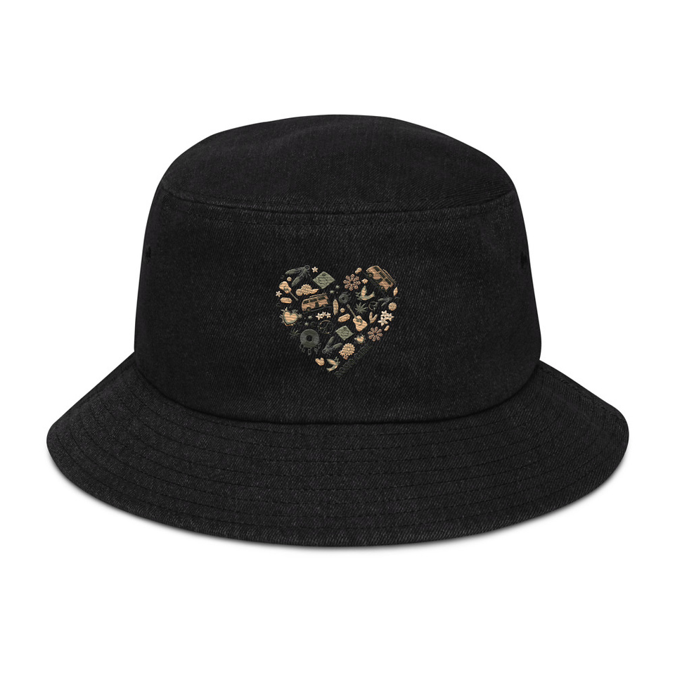 Boho Girl Poster Denim Bucket Hat