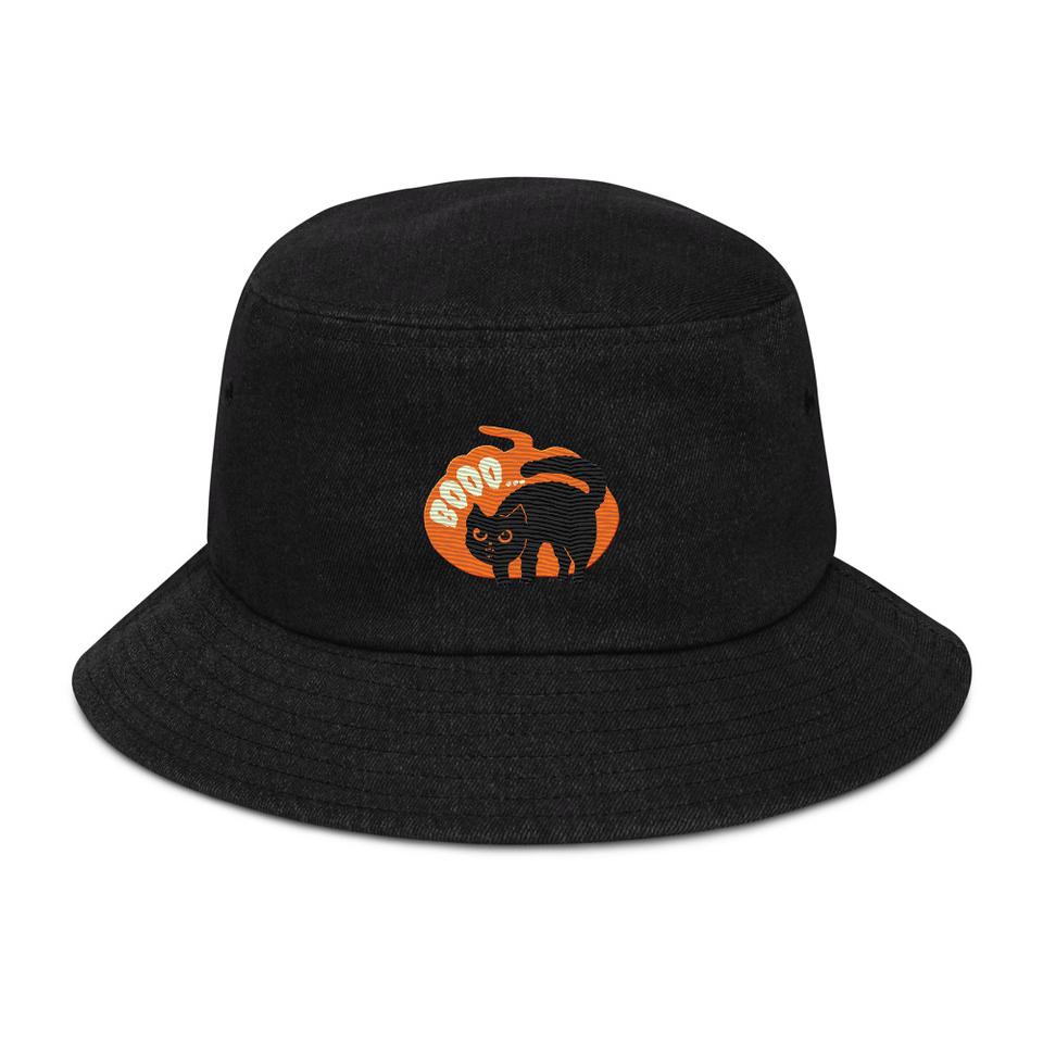 Boo - Scay Cute Cat Denim Bucket Hat