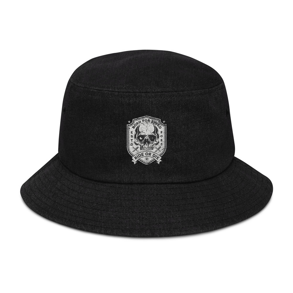 BORN FOR SPEED RIDE OR DIE Denim Bucket Hat