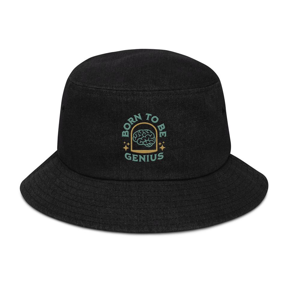 Born To Be Genius - Brain Denim Bucket Hat