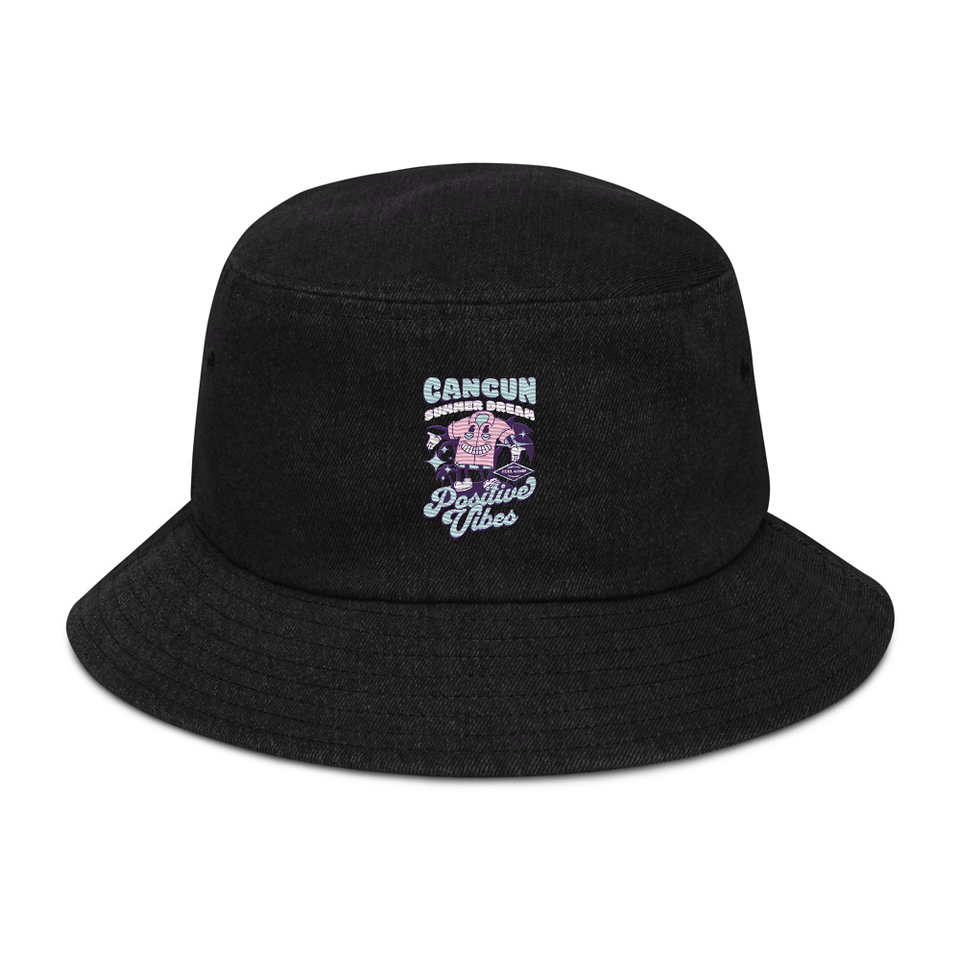 Cancun Positive Vibes Denim Bucket Hat