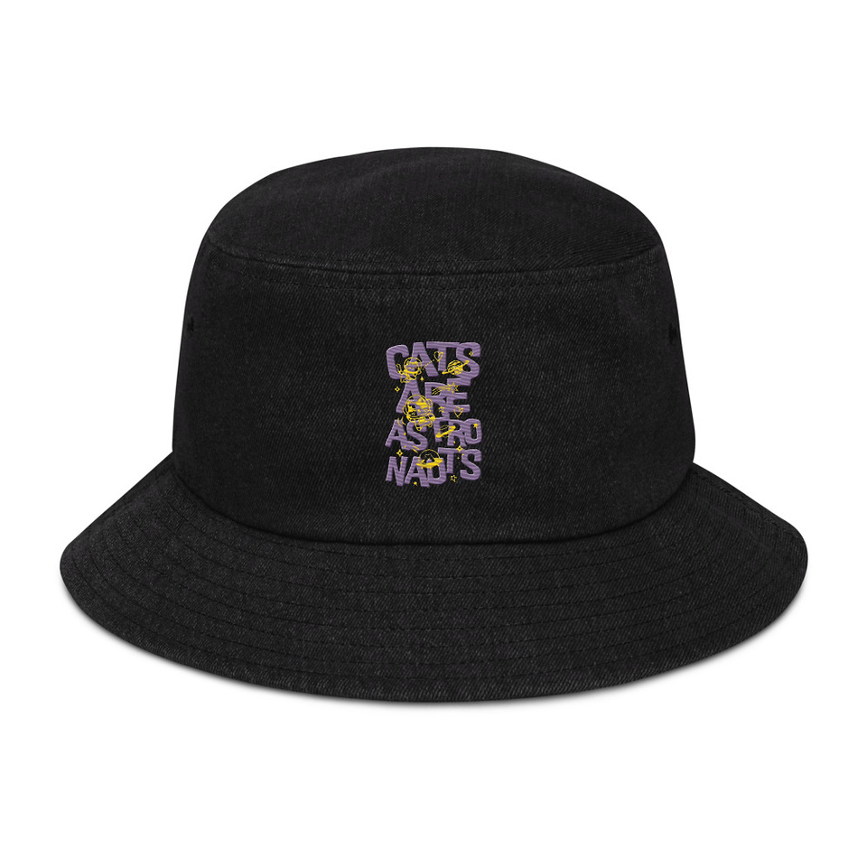 Cats are Astronauts Denim Bucket Hat