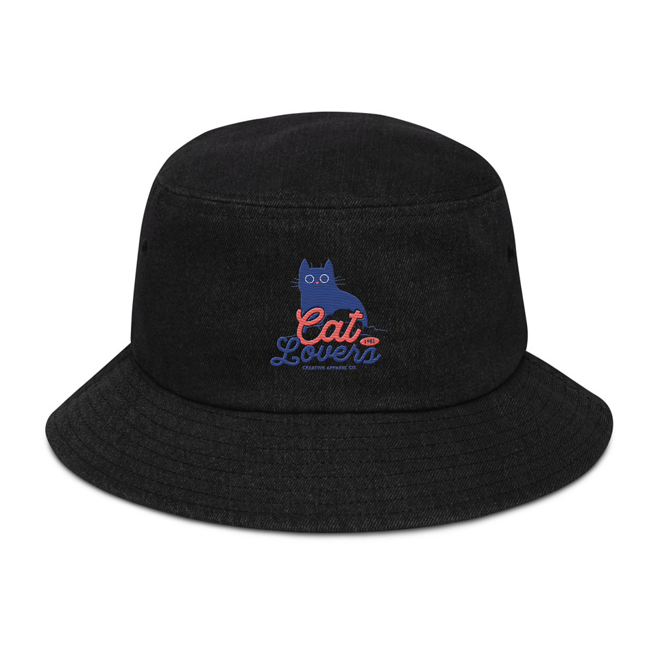 Cats Lovers Denim Bucket Hat