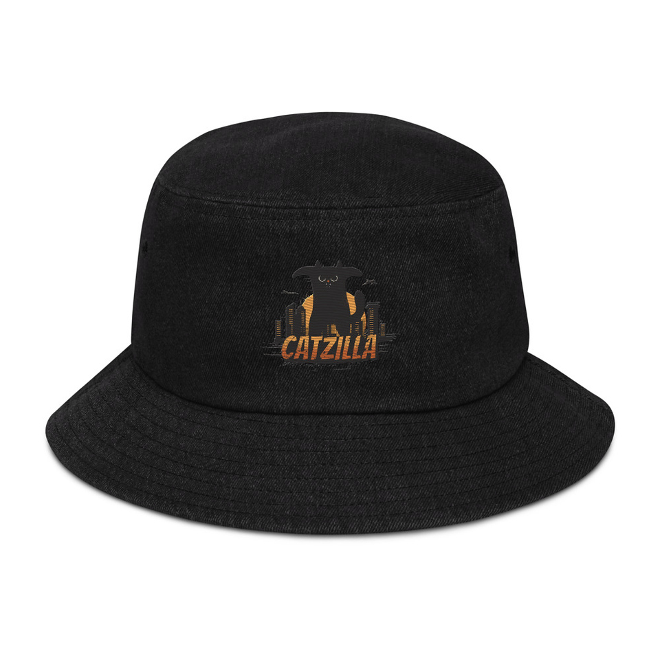 Catzilla - Funny Comic Animal Denim Bucket Hat