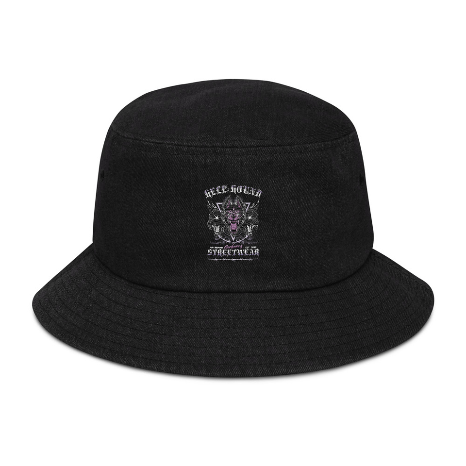 Cerberus Hell Hound Streetwear - Dark Aesthetic Denim Bucket Hat