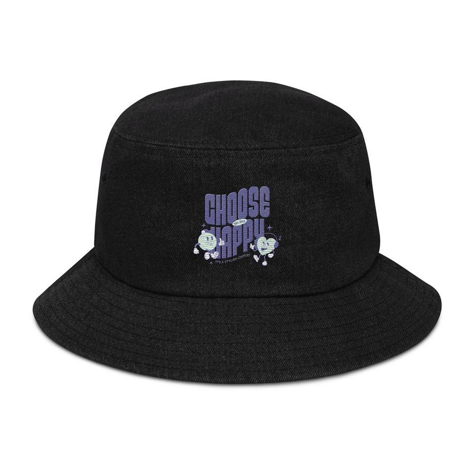 Choose Happy (2) Denim Bucket Hat