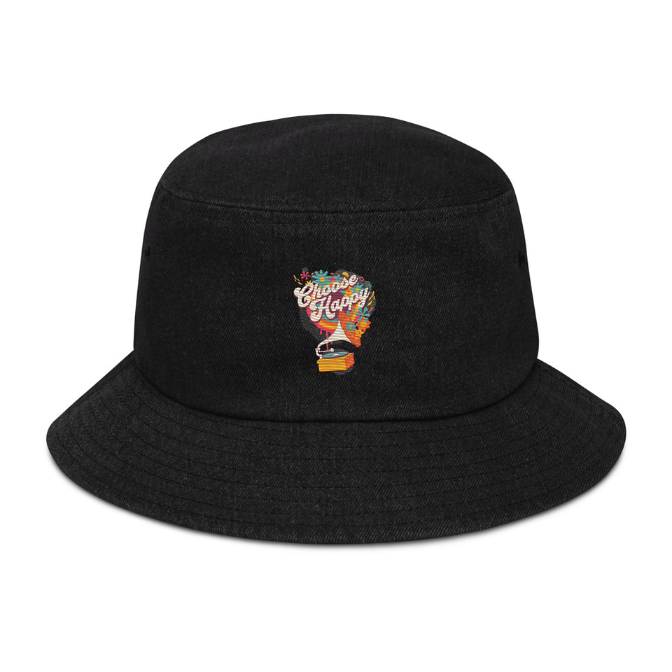 Choose Happy - Retro Music Denim Bucket Hat