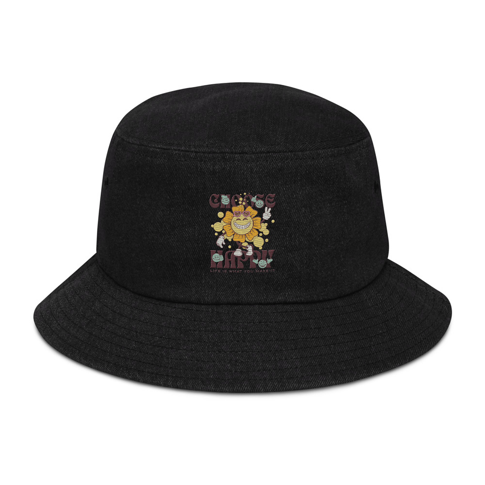 Choose Happy Denim Bucket Hat