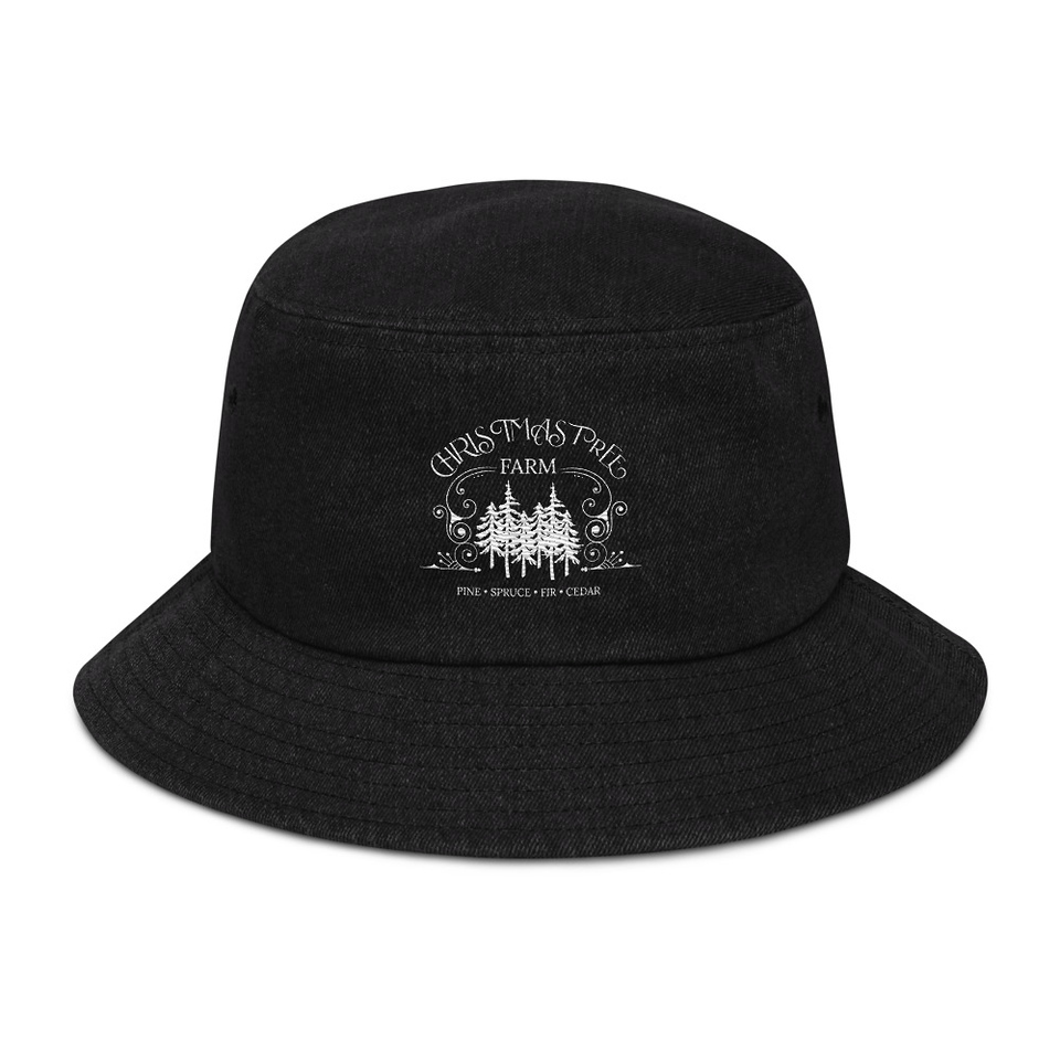 Christmas Tree Farm Denim Bucket Hat