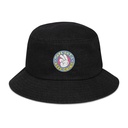 Colorful Fun Retro Style Badge Denim Bucket Hat