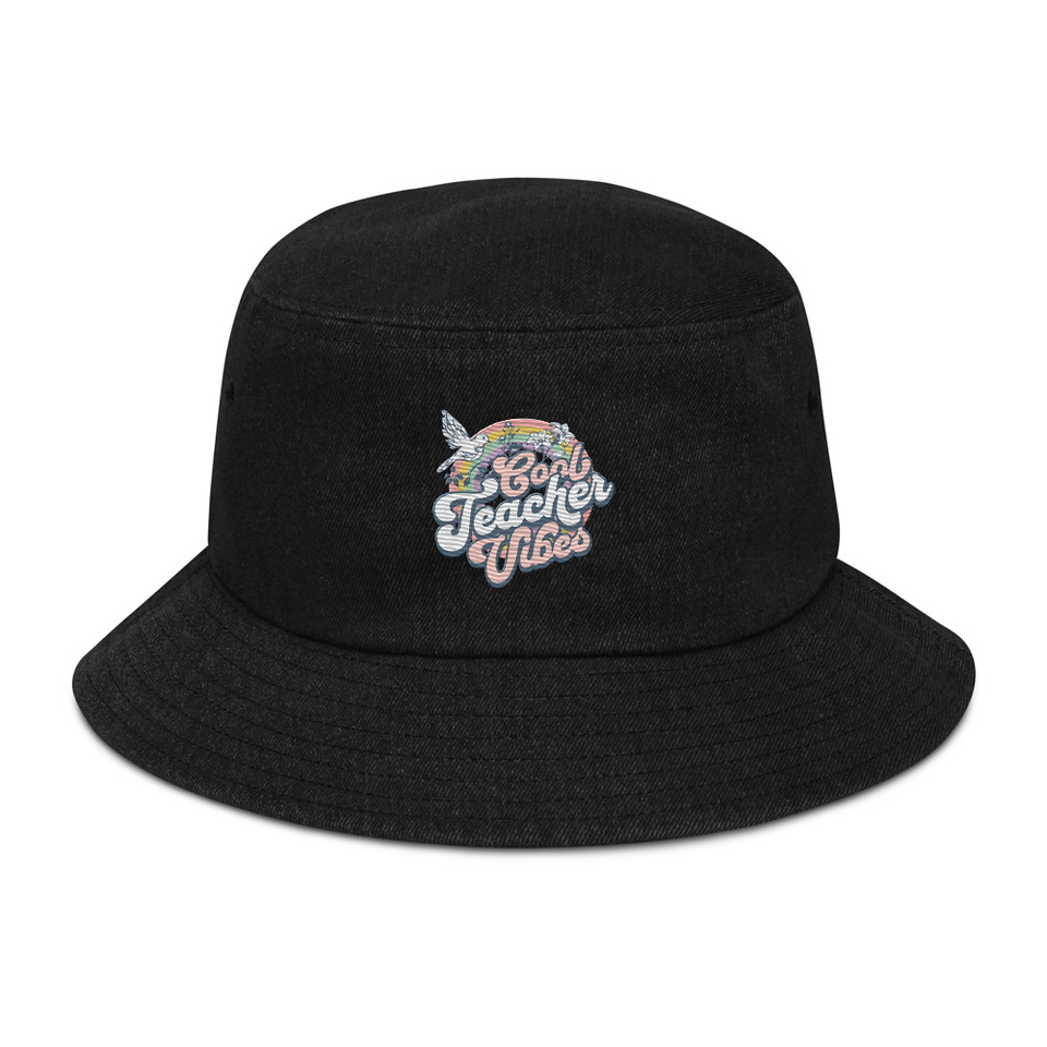 Cool Teacher Vibes Denim Bucket Hat