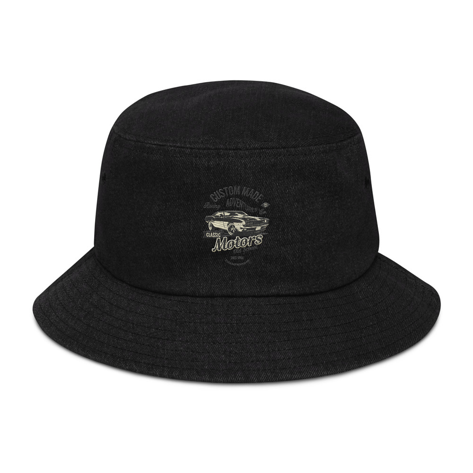 Custom Made Adventures Motors Old School Denim Bucket Hat
