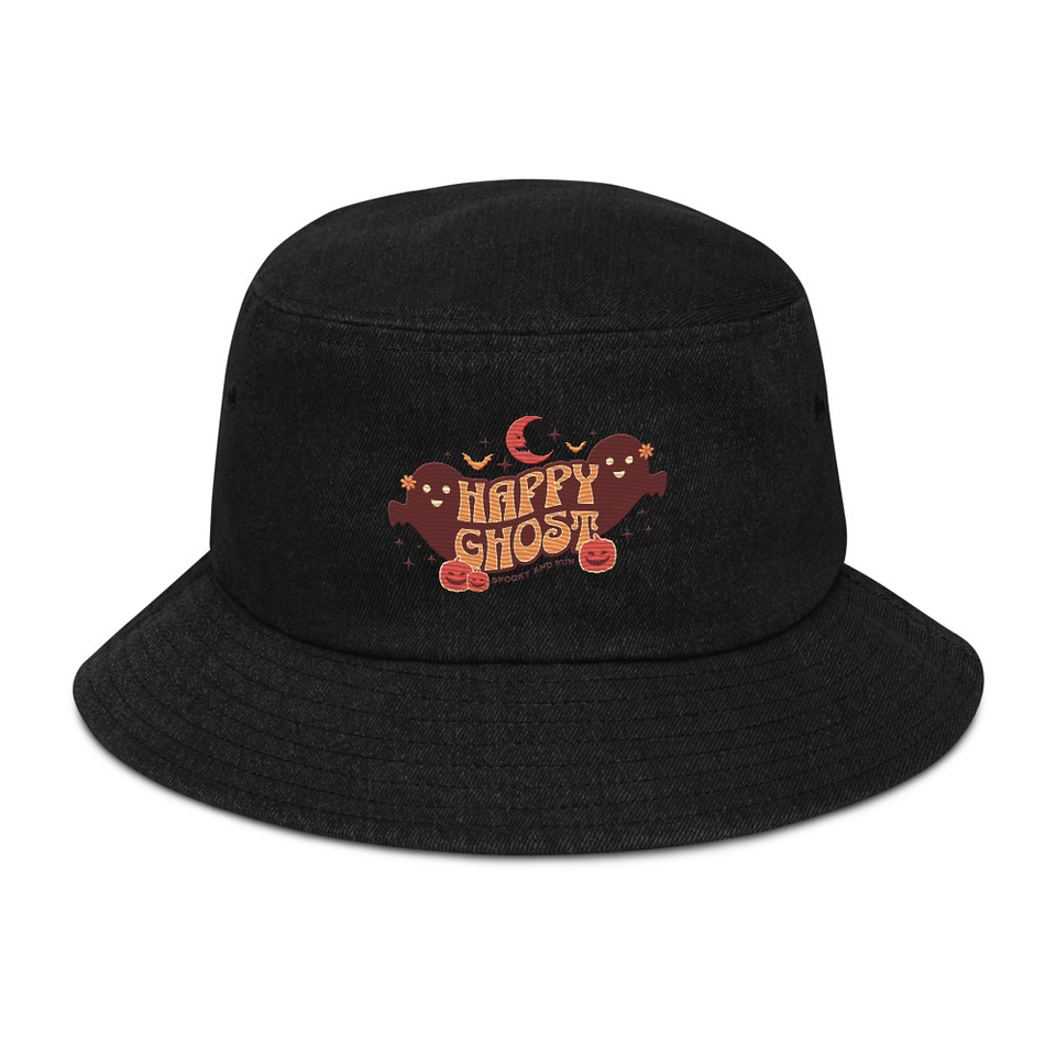 Cute Happy Ghost Denim Bucket Hat