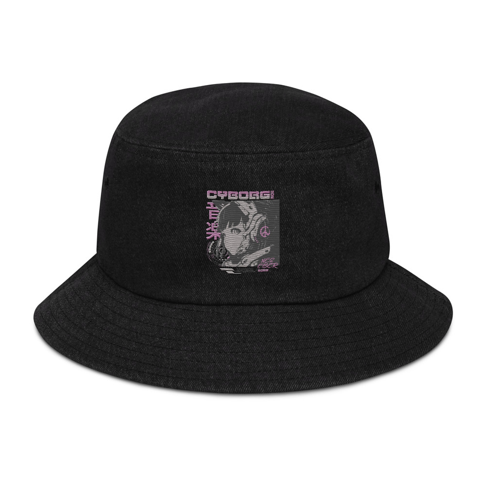 Cyborg - Y2k Style Denim Bucket Hat