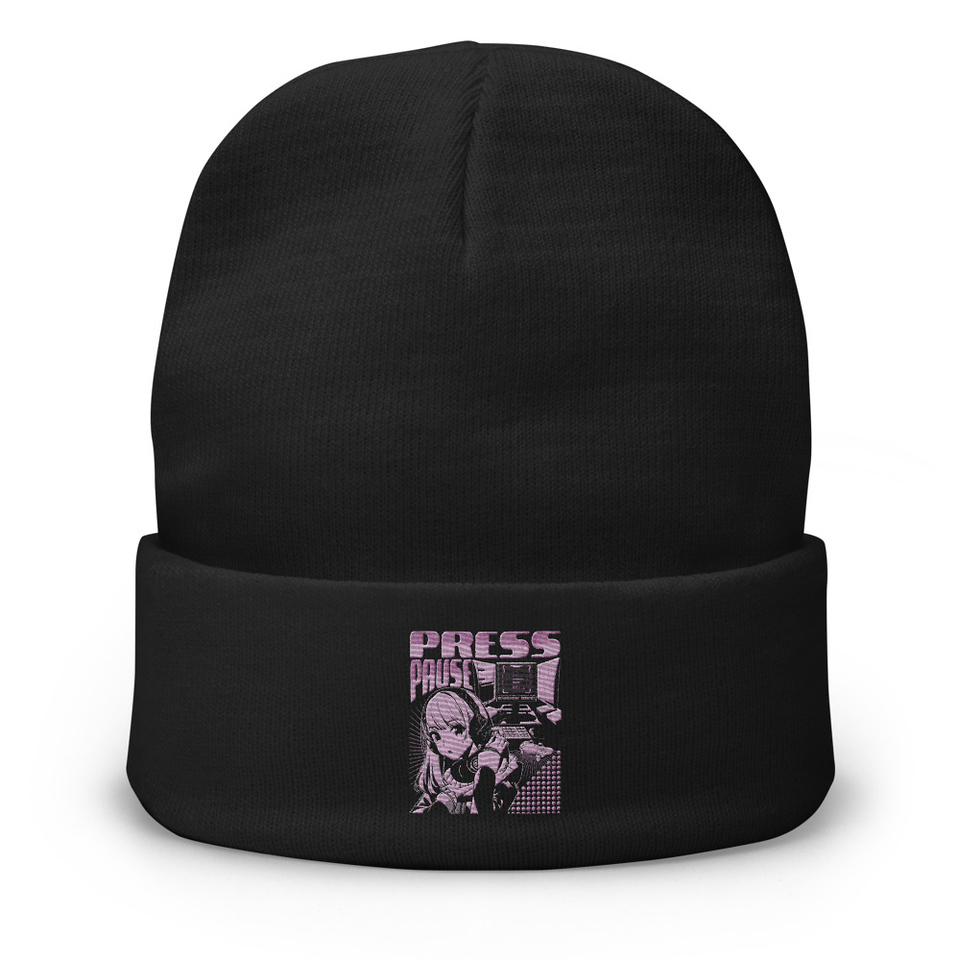 'Press Pause' Anime Gaming Knit Beanie