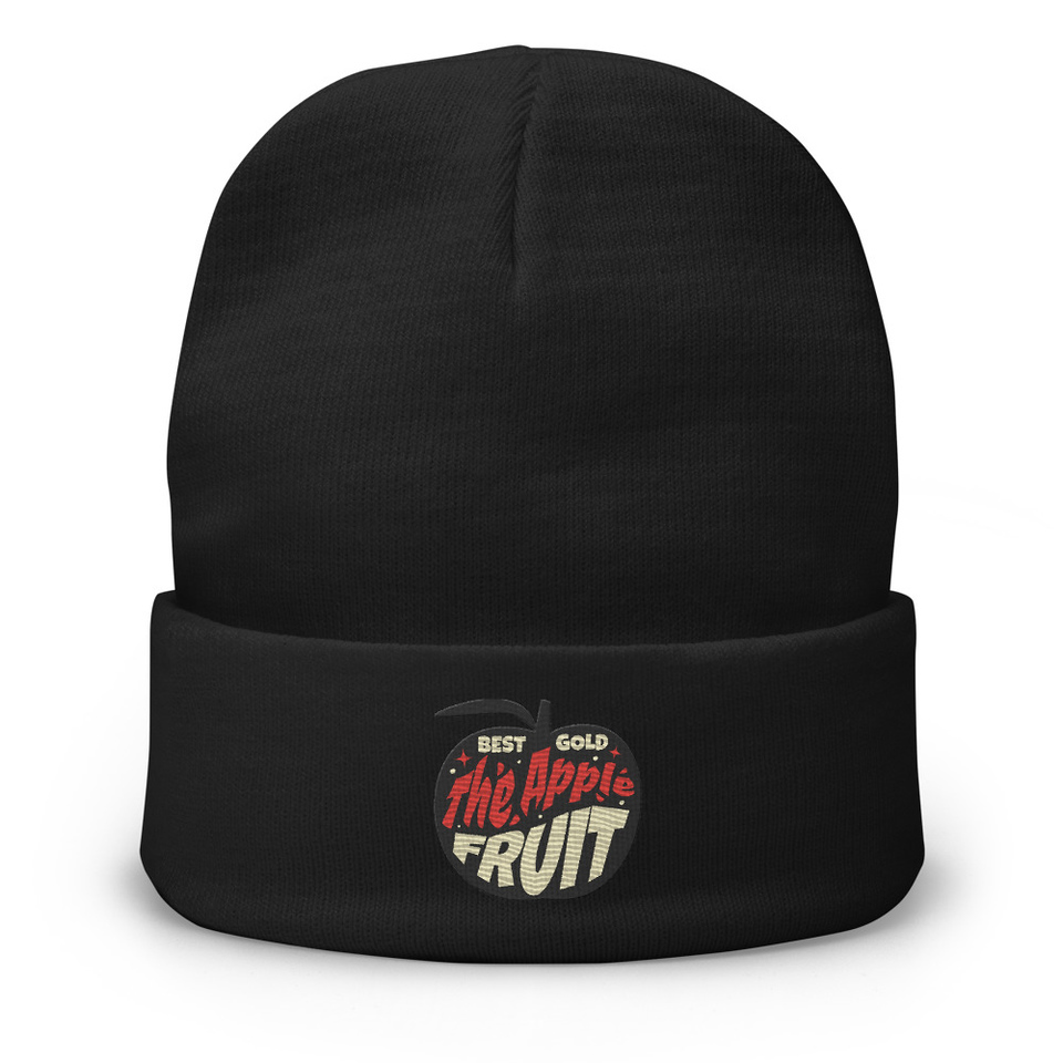 Apple Fruit - Typographic Lettering Knit Beanie