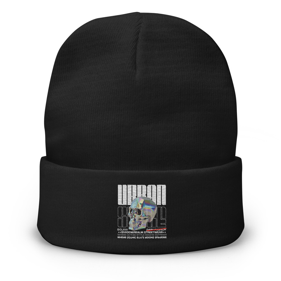 Black 3D Skull Knit Beanie