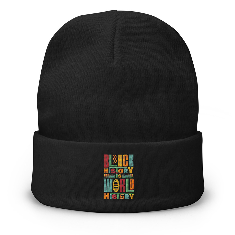 Black History Is World History - Colorful Typography Knit Beanie