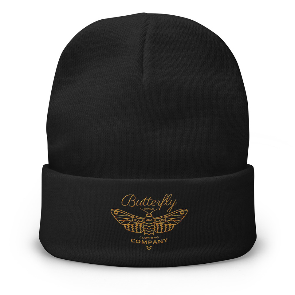 Blue Butterfly - Minimal Knit Beanie