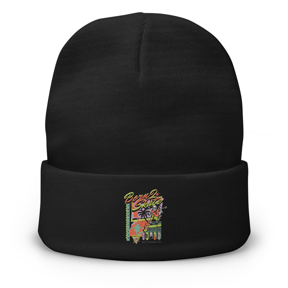 Born 2 Skate - Retro Skeleton Knit Beanie