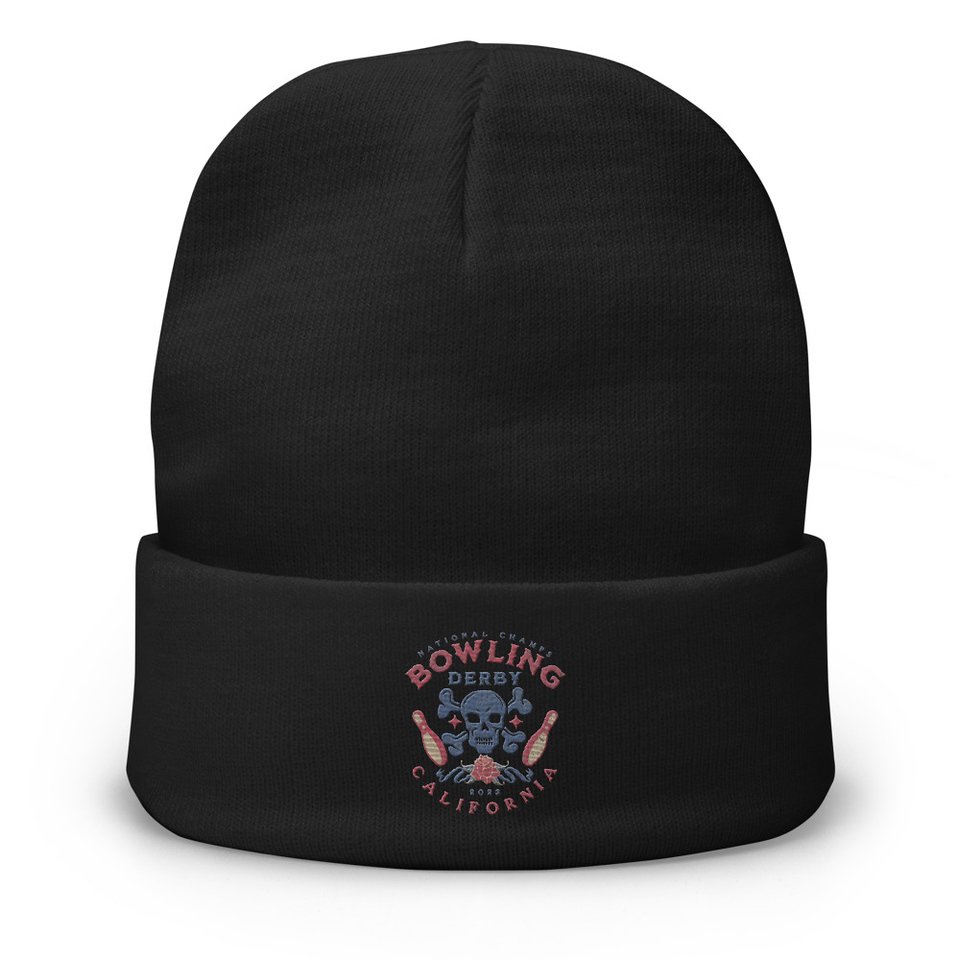 Bowling Derby Champs - Grunge Skull Knit Beanie