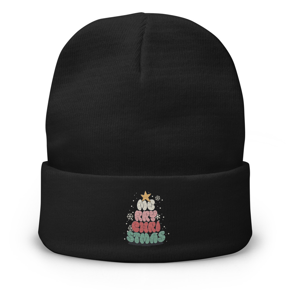 Cartoony Christmas Tree Knit Beanie