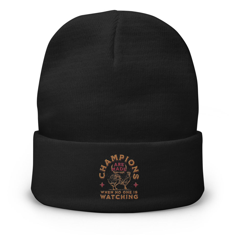 Champions Are Made When No One Is Watching - Sports Knit Beanie