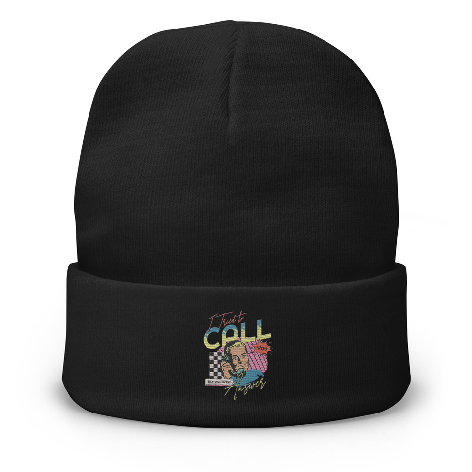 Classic Retro Illustrative Portrait Men Calling Knit Beanie