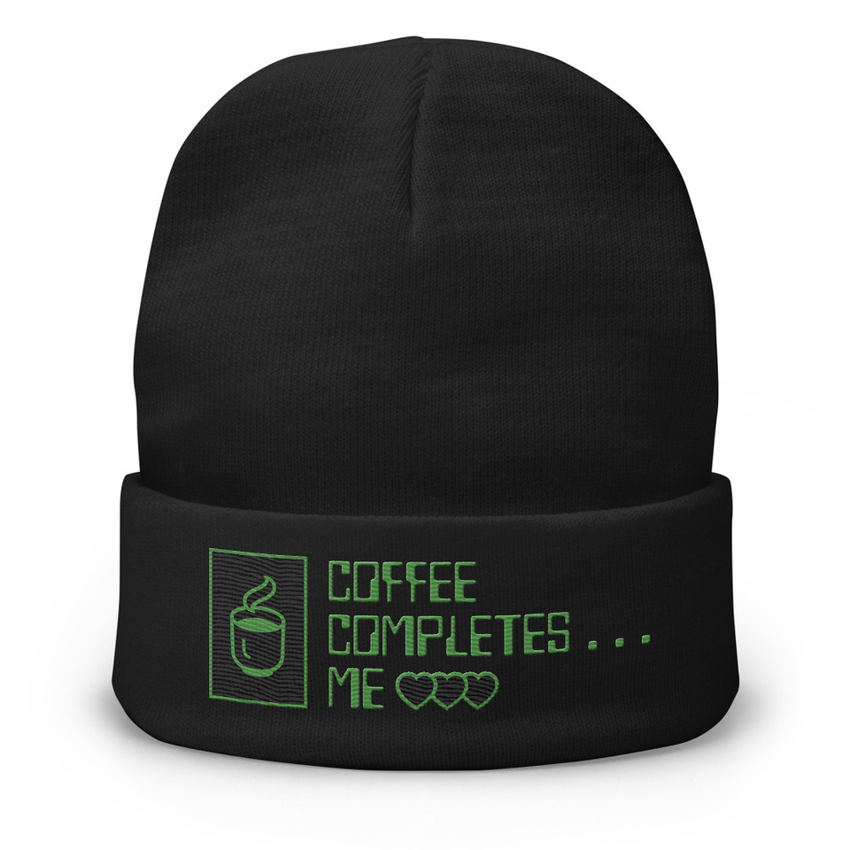 Coffee Completes Me - Neon Heart Knit Beanie