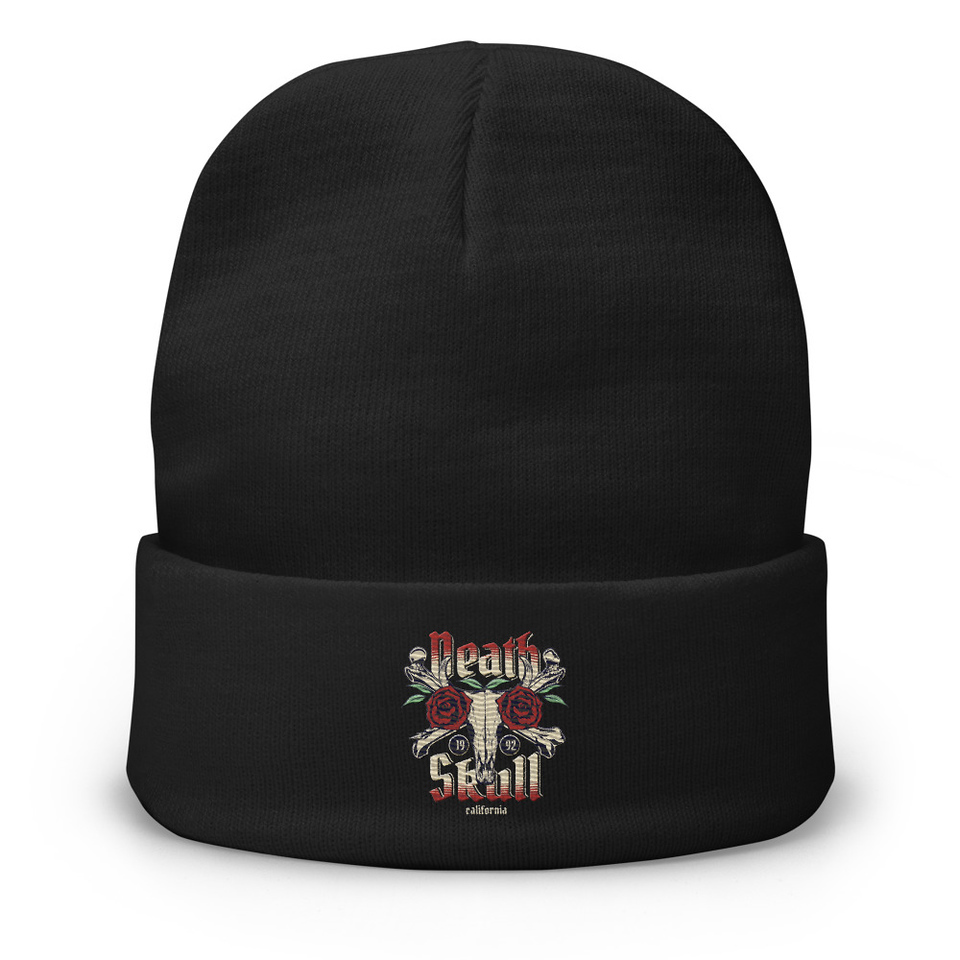 Death Skull - Flower Knit Beanie