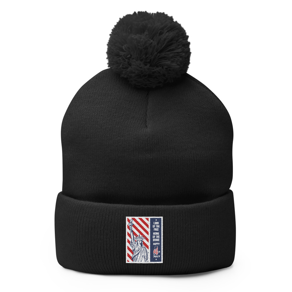 4th of July Pom-Pom Knit Cap