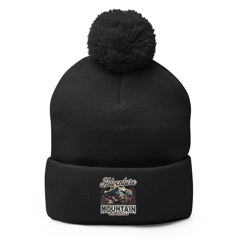 Adventure Mountain Wild Nature Pom-Pom Knit Cap