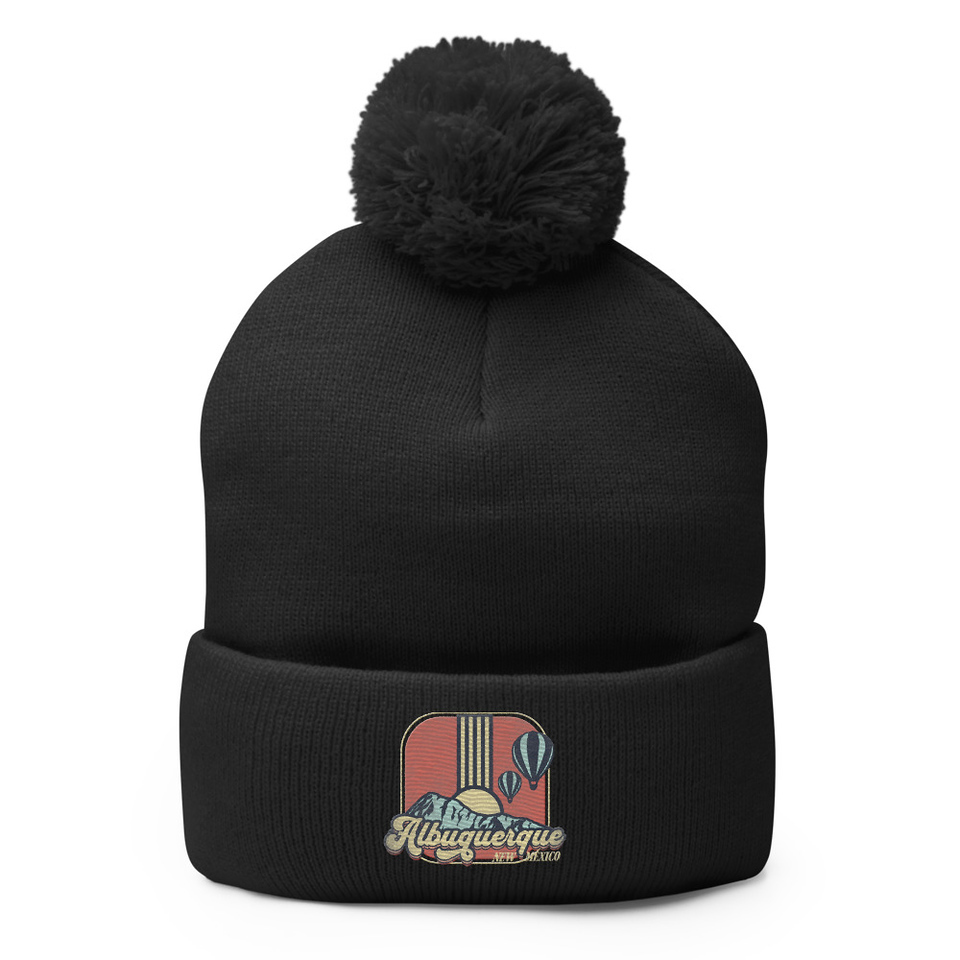 Albuquerque - Retro Hot Air Baloon Pom-Pom Knit Cap